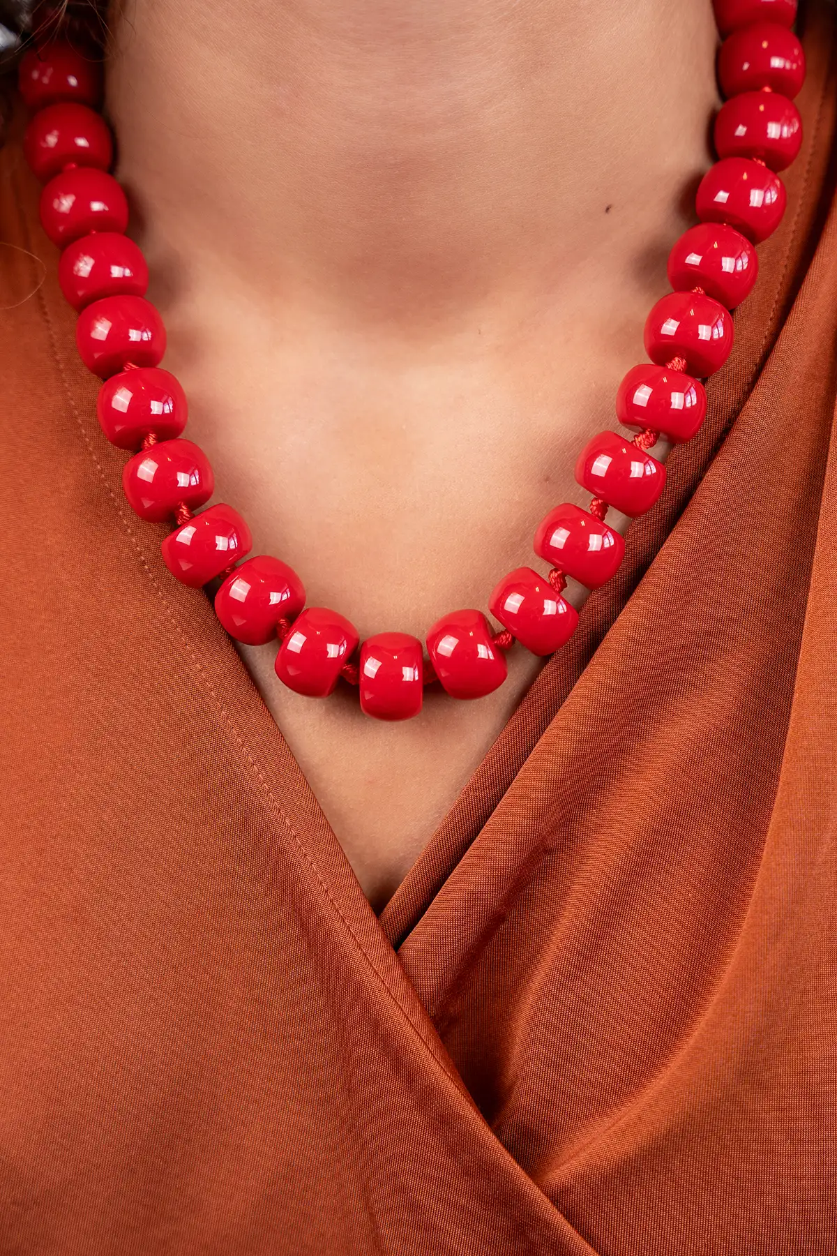Rode Ketting met Rondel Steentjes