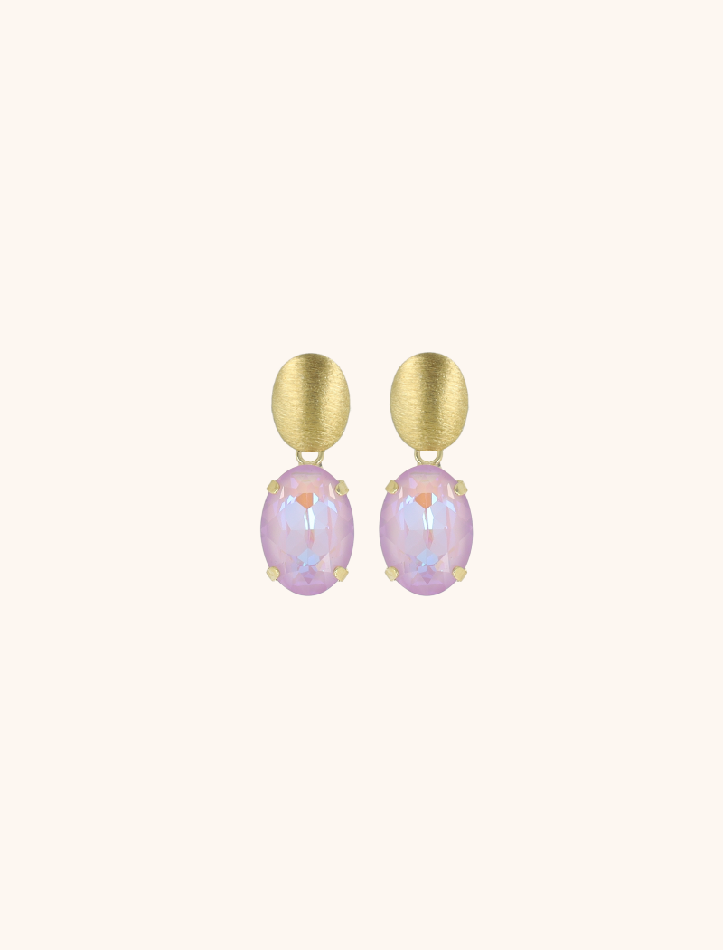 Daan Ohrringe Ovaler Strass-Anhanger M Lavendel