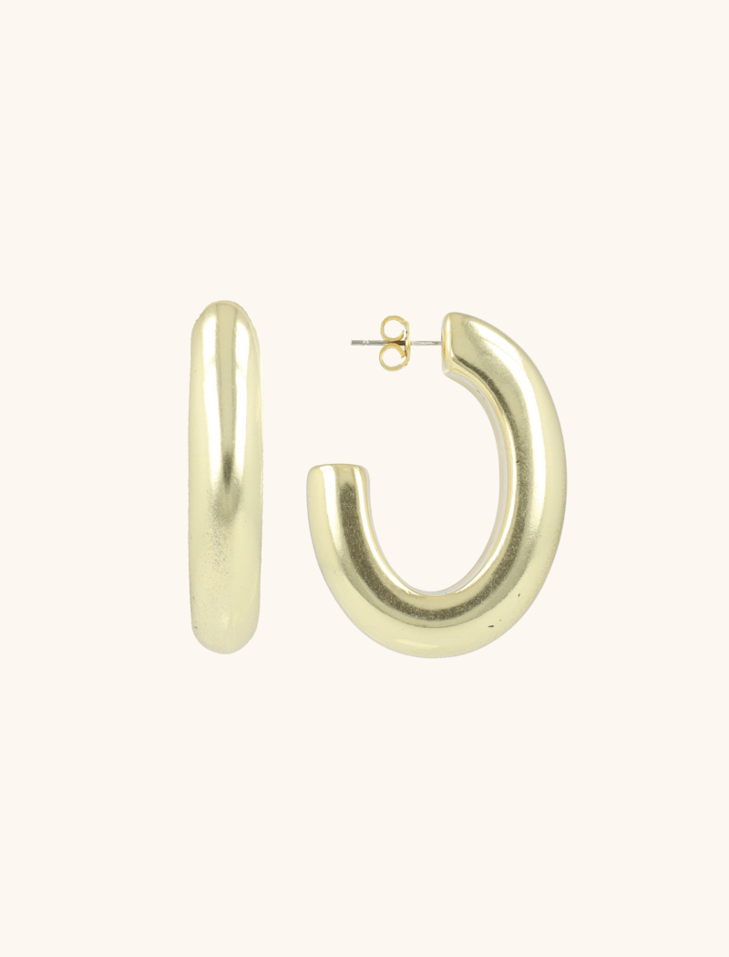 Gold-colored Earrings Oval Creole Smooth L