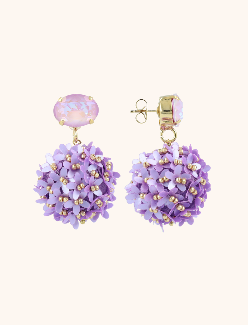 Lilac Earrings Daisy Globe L Flower Strass