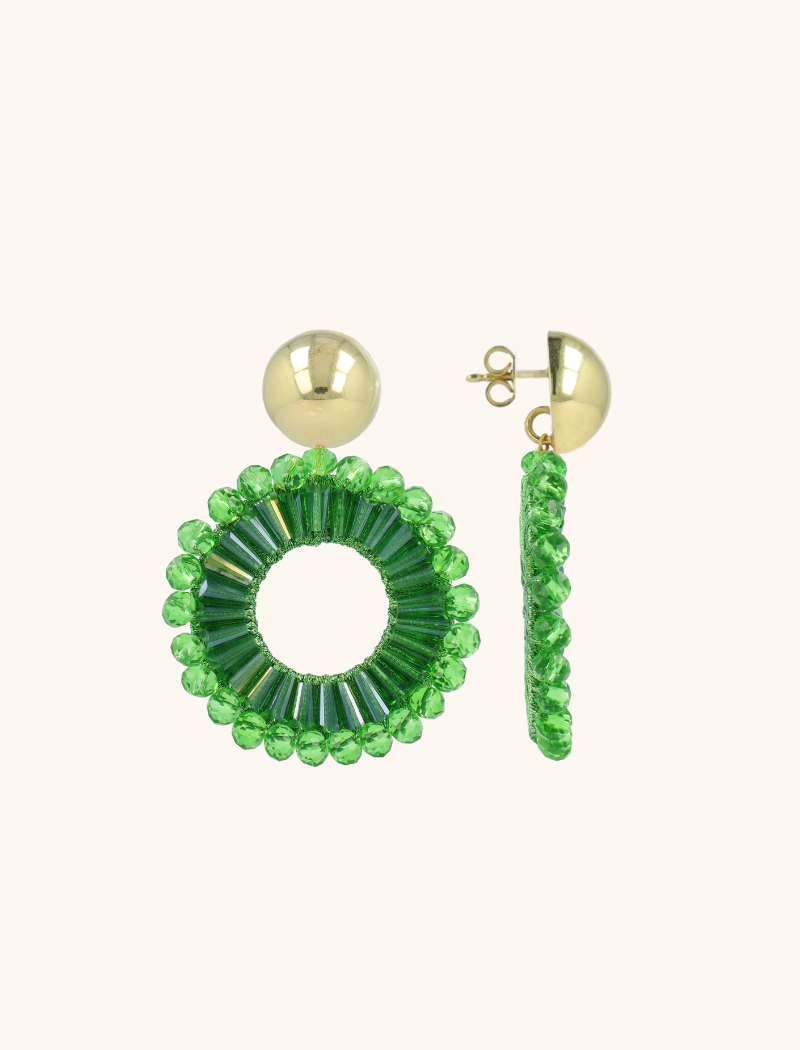 Green Earrings Ann-Mary Circle Double