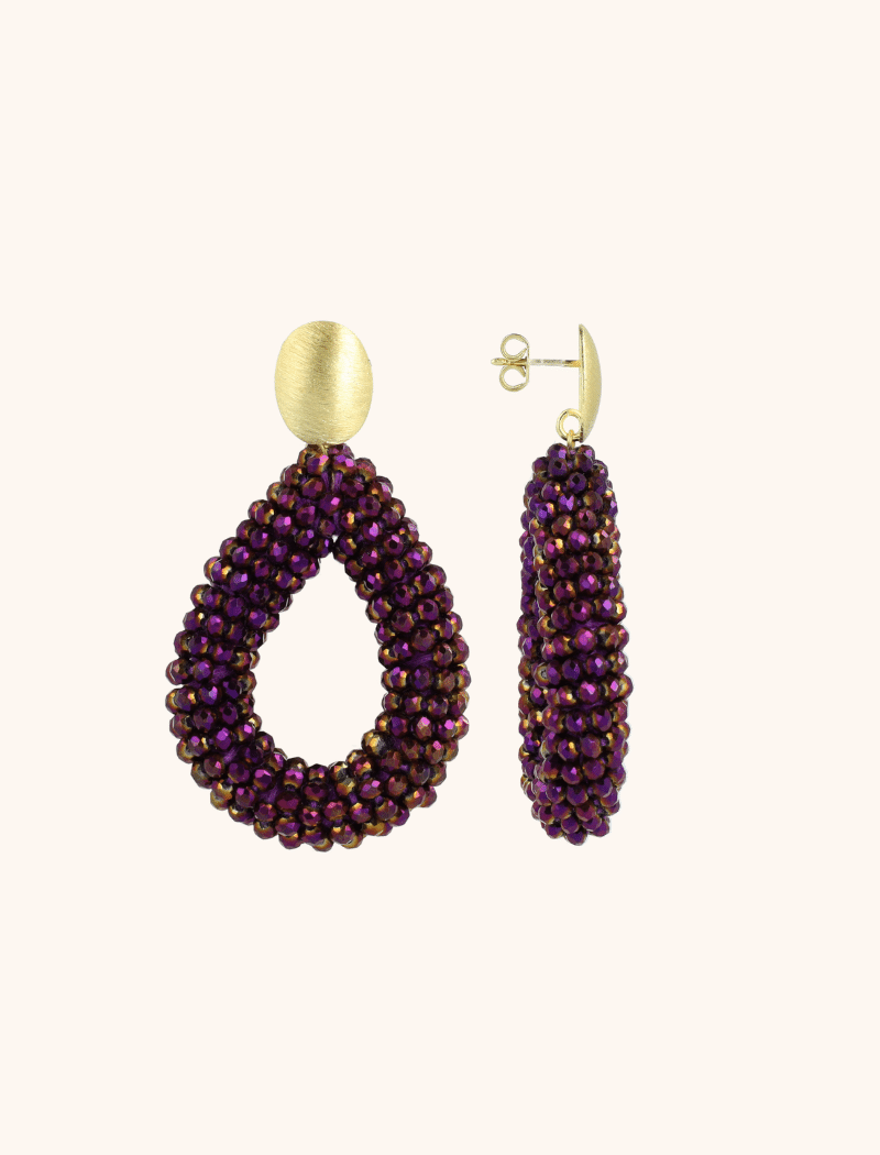 Metallic Purple Earrings Berry Drop L