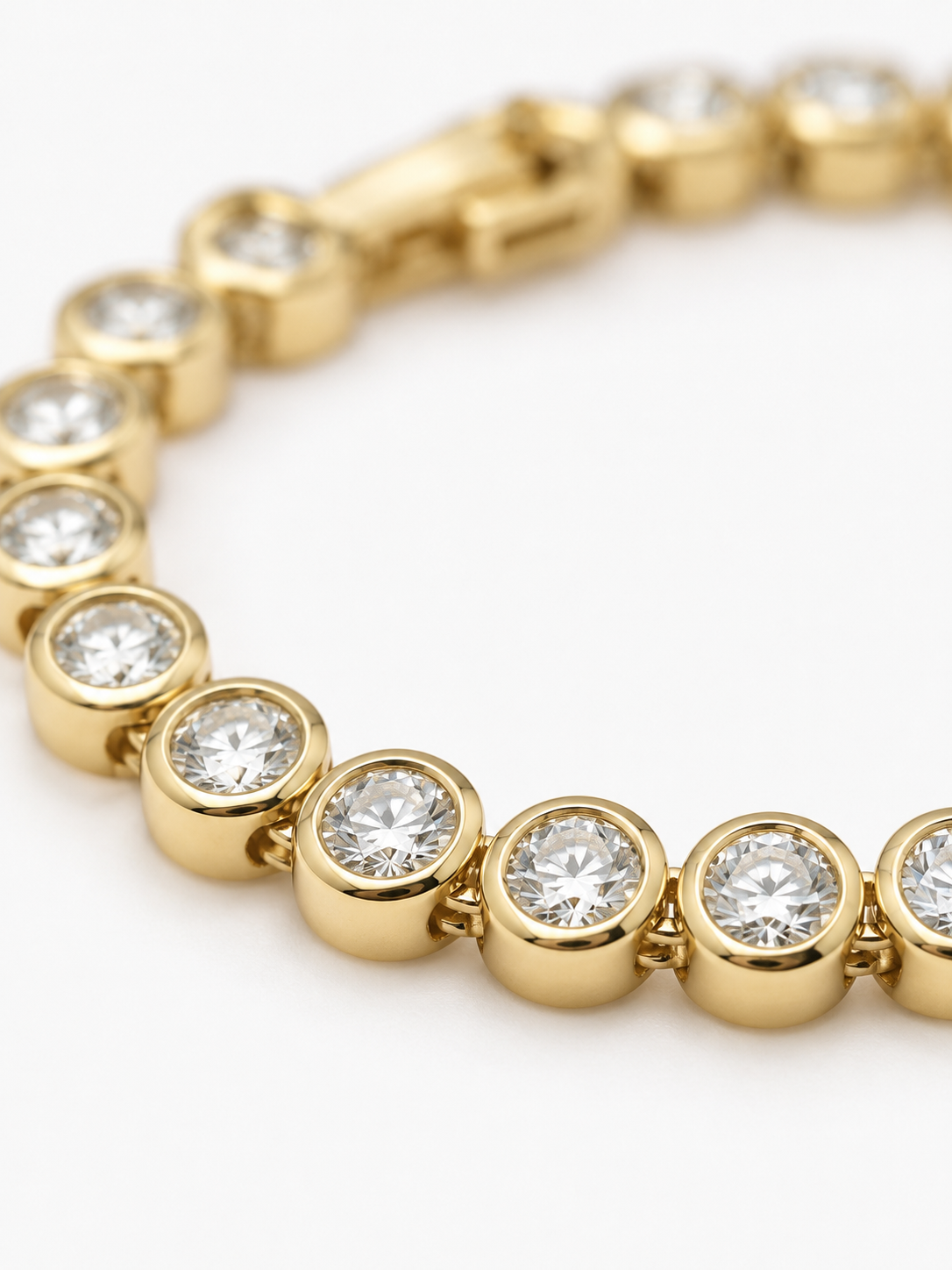 Gold Colored Bracelet Framed Round Crystals