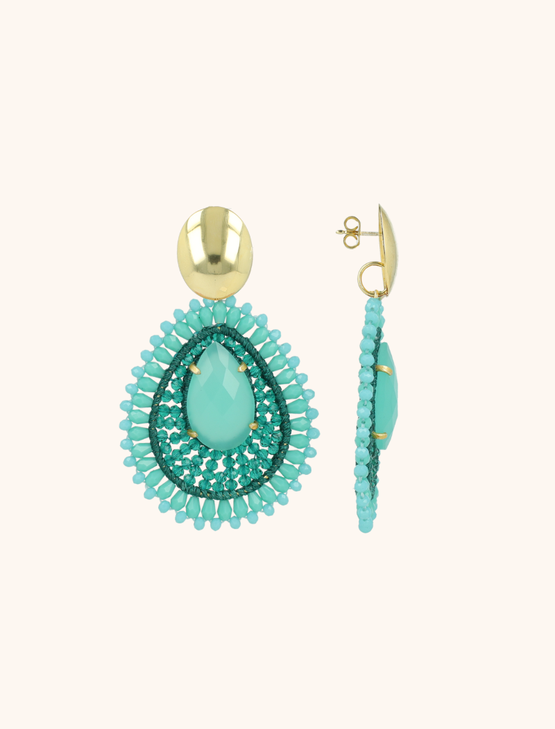 Turquoise Oorbellen Lina Filled Drop w/ Stone