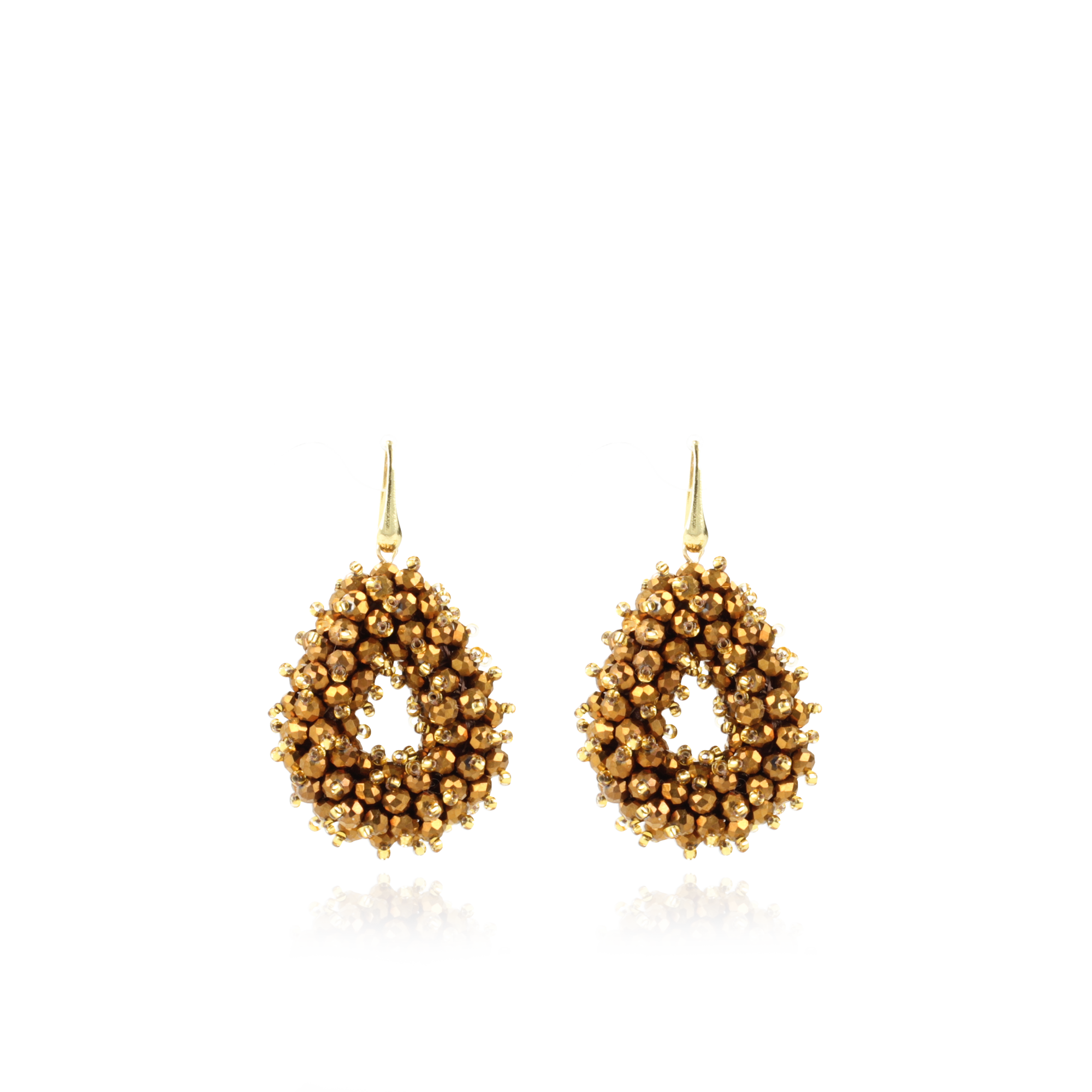 Koper Oorbellen Louise Double Stones Drop S