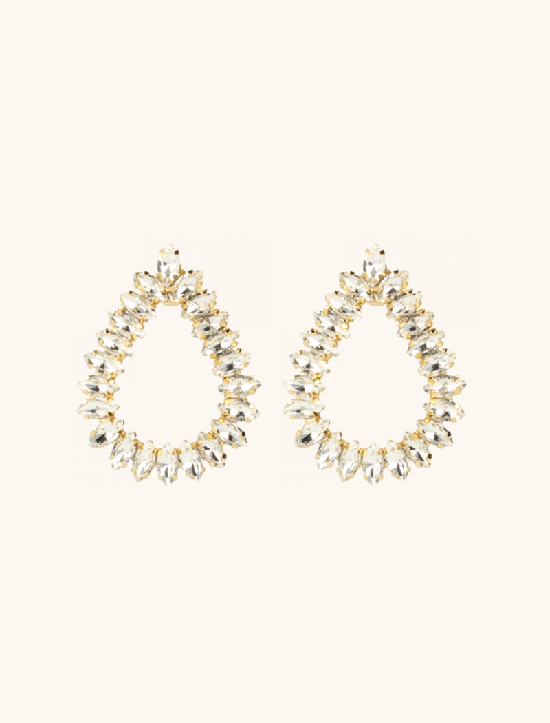 Kristalkleurige Strass Oorbellen Drop Framed Hally M