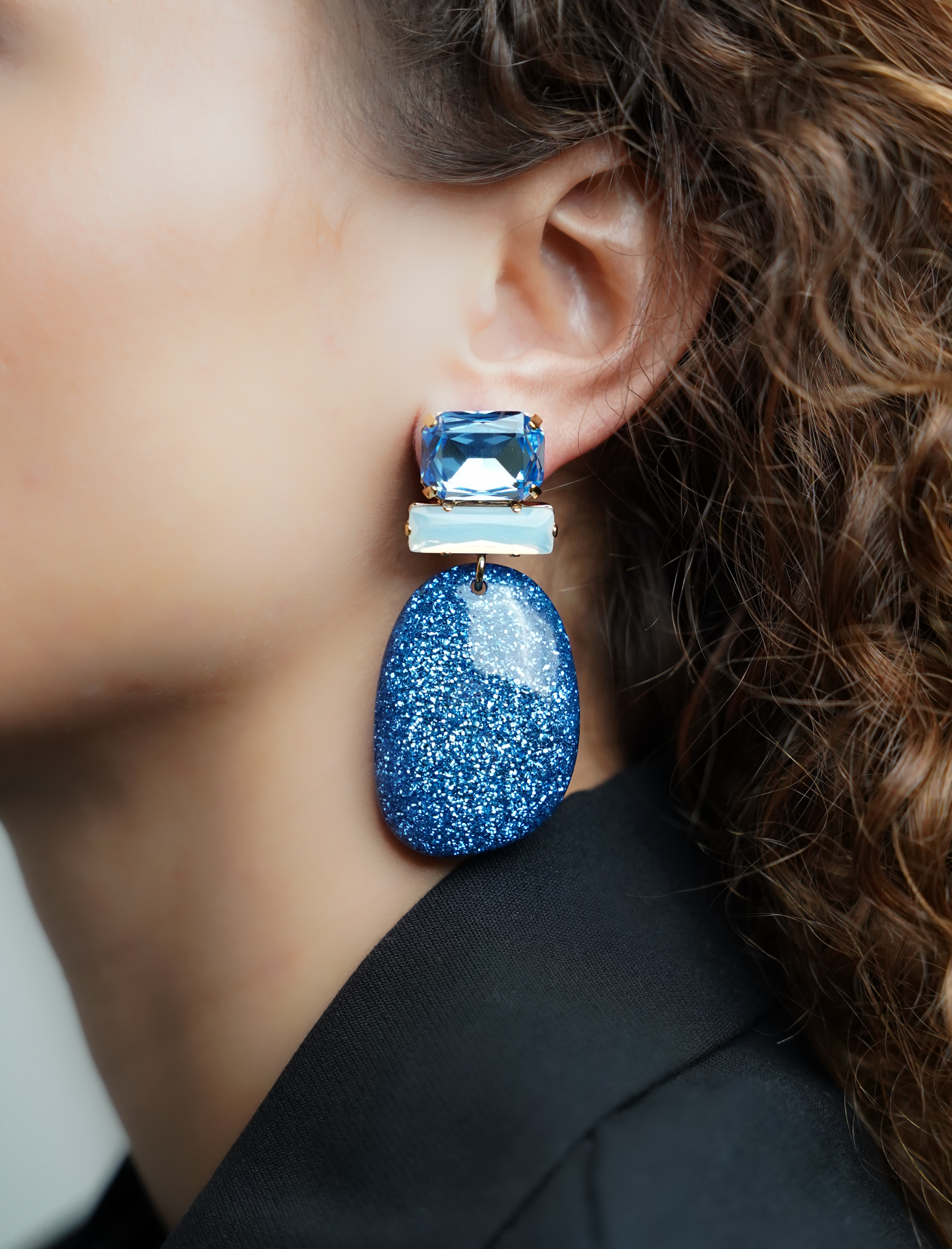Blue Glitter Earrings Alara Oval Llott-theme.productDescriptionPage.SEO.byTheBrand