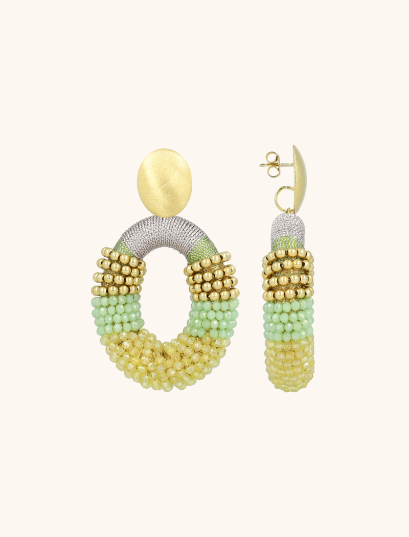 Yellow/Lavender/Mint Oorbellen Yara Combi Oval L