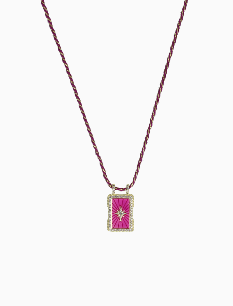 Ketting Rectangle Star - Paars/Fuchsia/Lavender