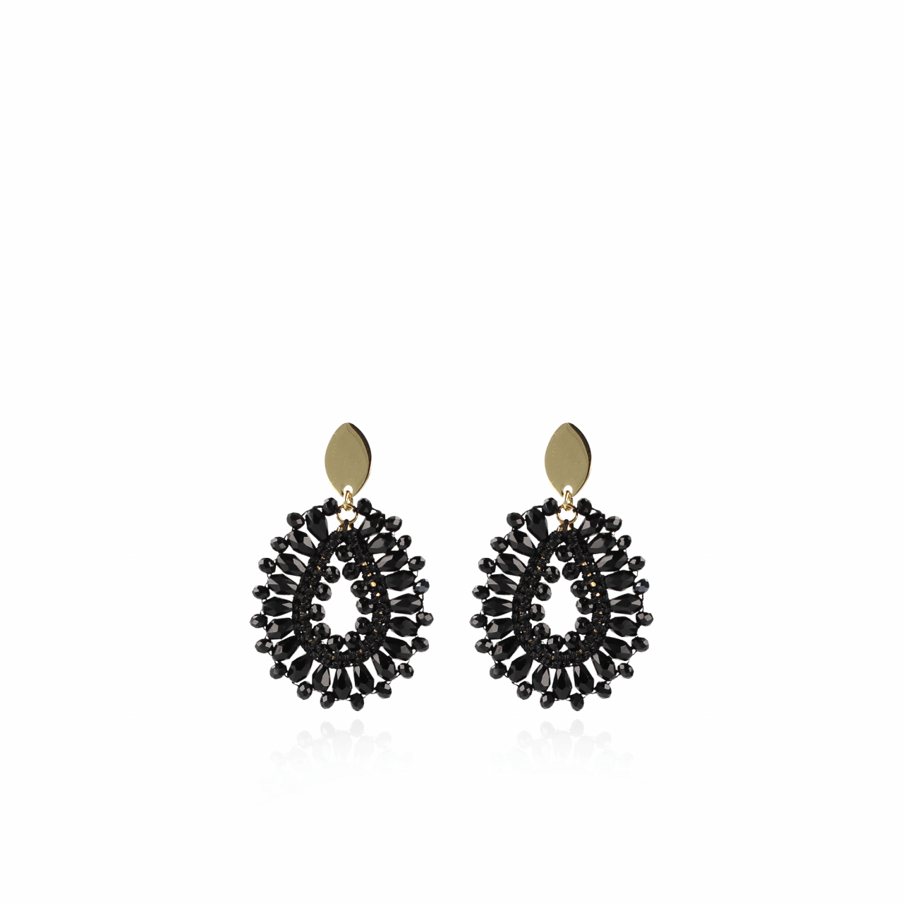 Robin Silk Drop Crystal S Black oorbellen