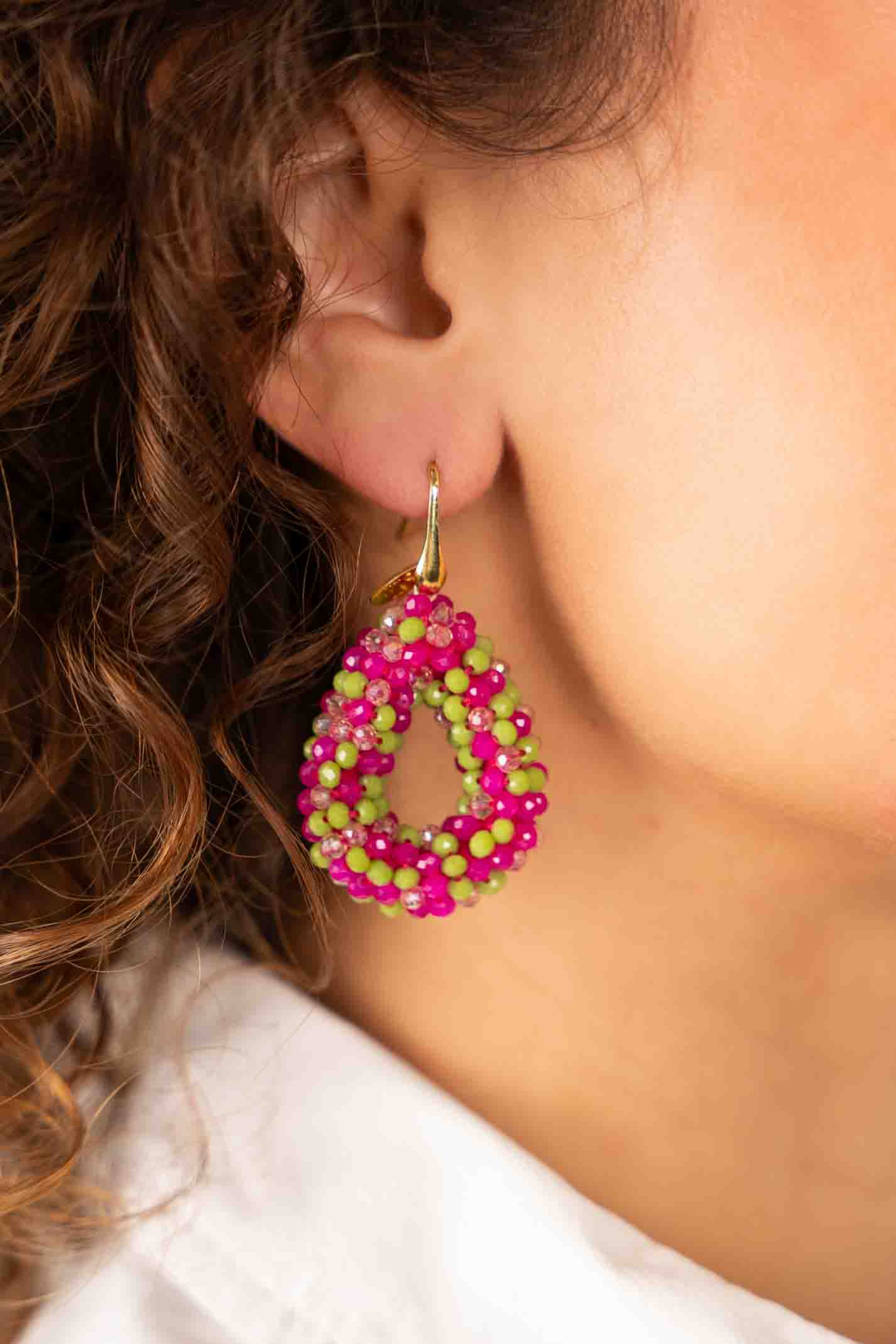 Fuchsia Lime Earrings Berry Drop S