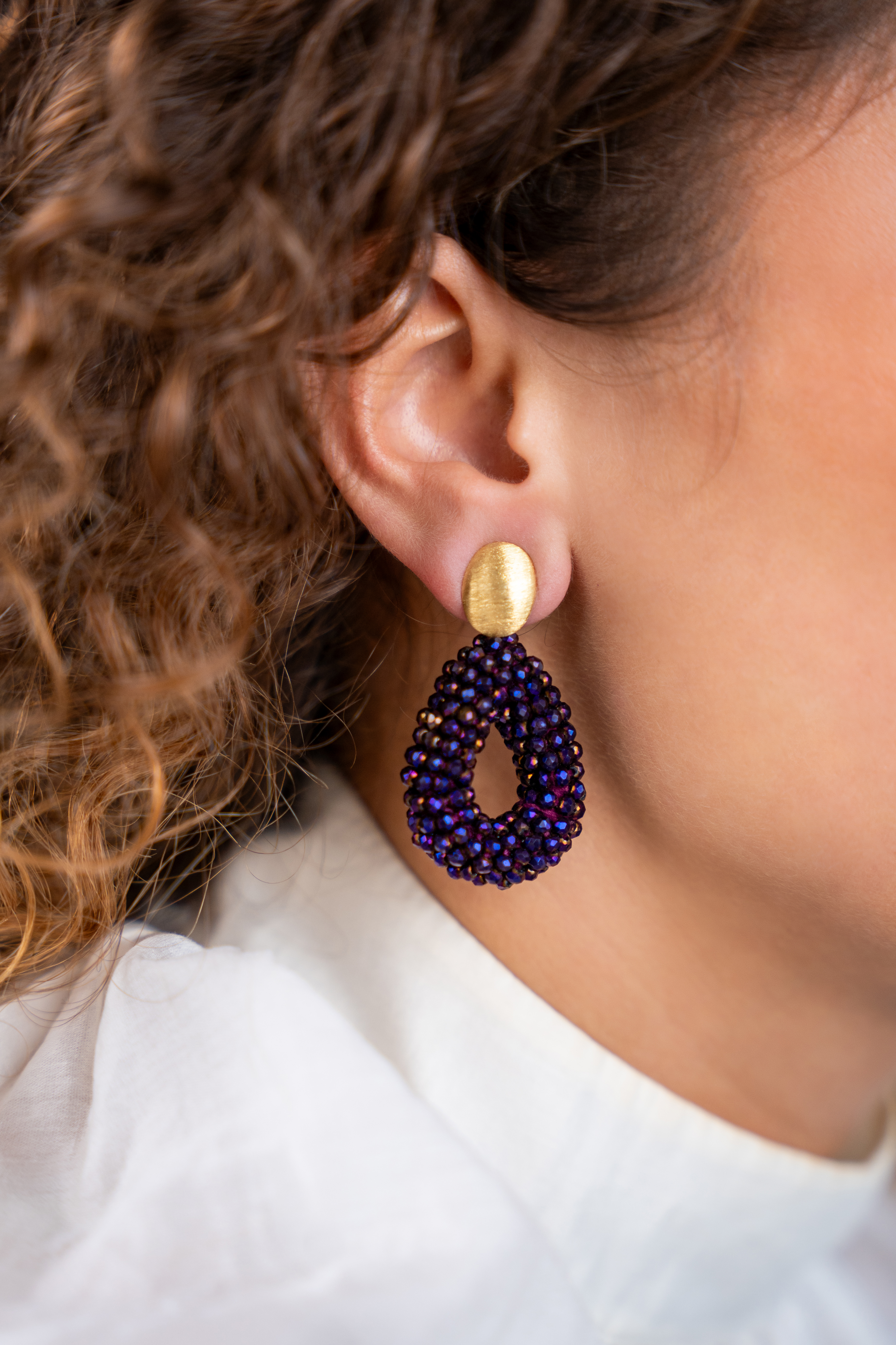 Metallic Paarse Oorbellen Berry Drop S