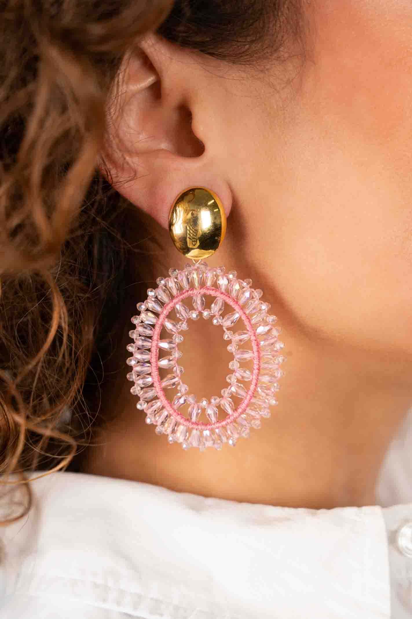 Roze Oorbellen Noa Ovaal Dubbel Llott-theme.productDescriptionPage.SEO.byTheBrand