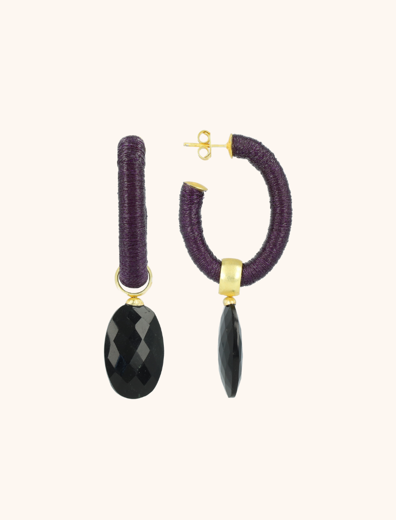 Deep Purple/Black Earrings Evy Creole Oval
