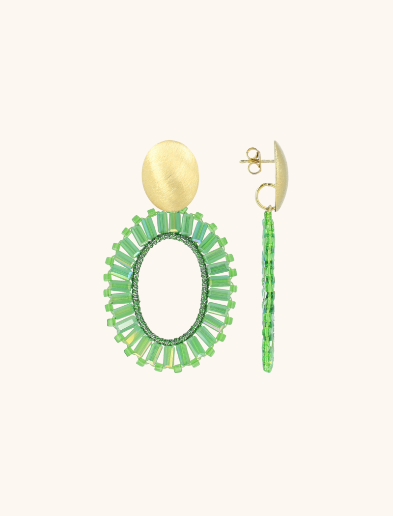 Green Earrings Tonal Naomi Oval M