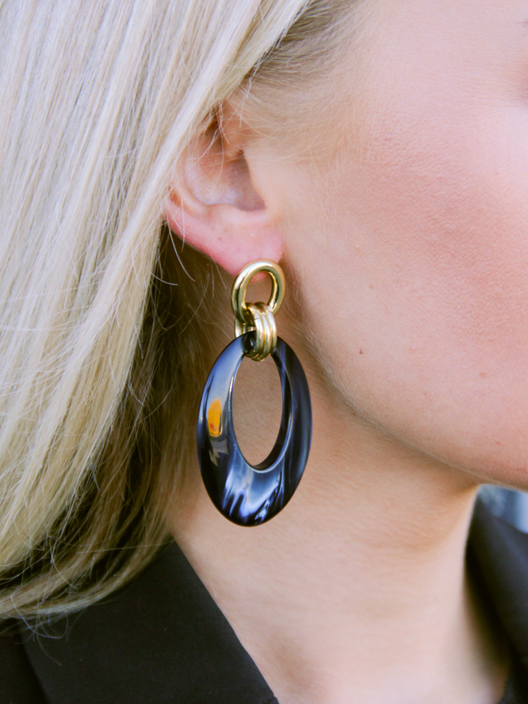 Blauwe oorbel Nemea Open Oval L