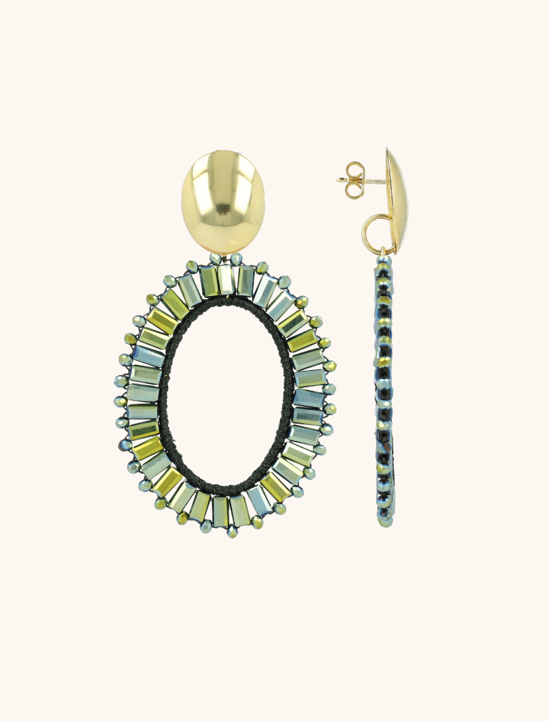 Metallic groene oorbellen Naomi ovaal Llott-theme.productDescriptionPage.SEO.byTheBrand
