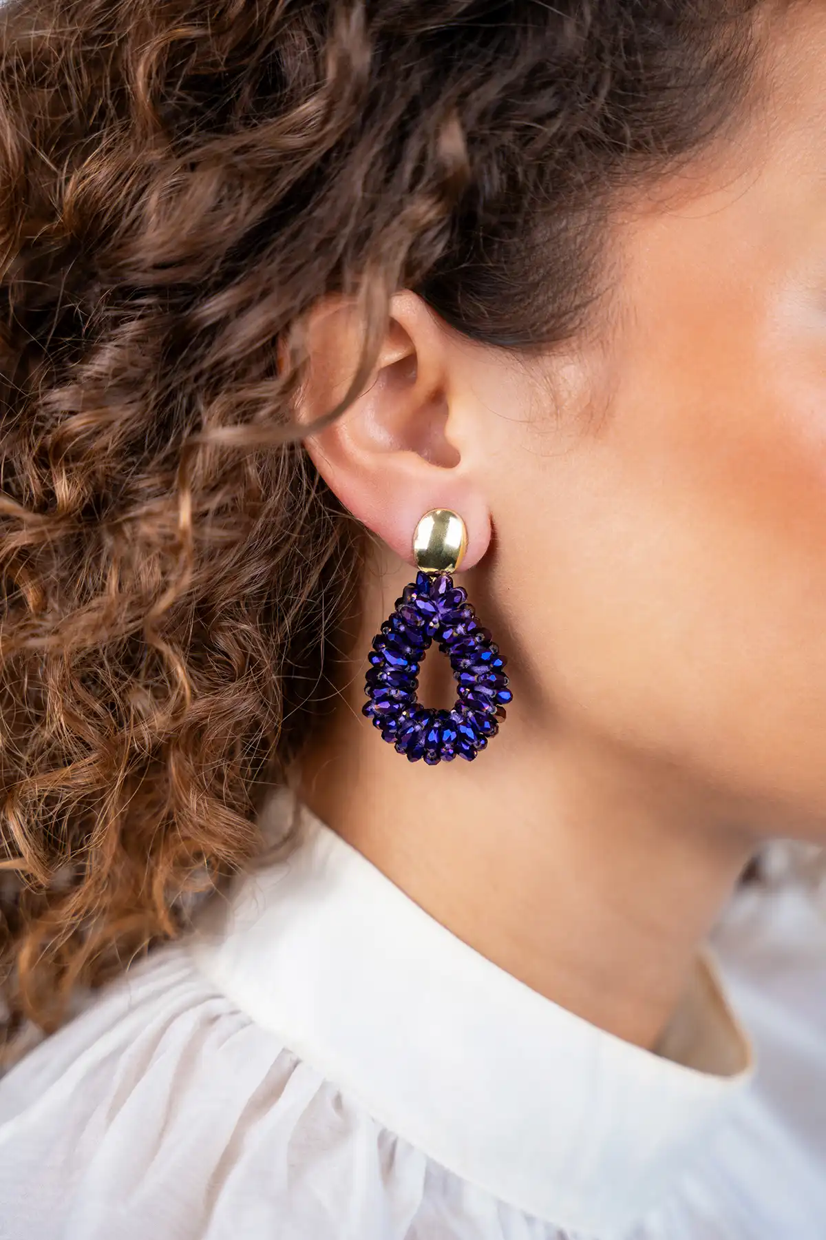 Metallic Purple Earrings Anne Drop S Marquis