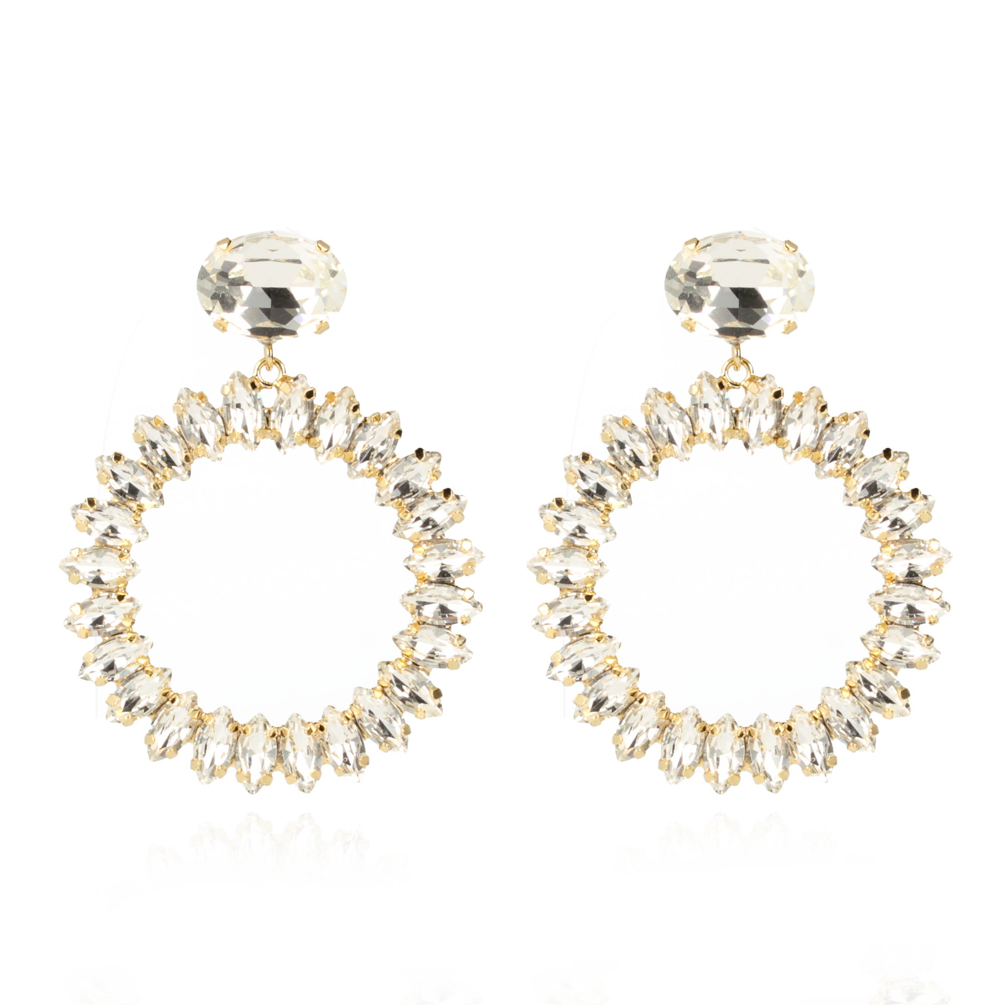 Crystal colored Strass Earrings Marquis Stones Oval M Earpin Inez