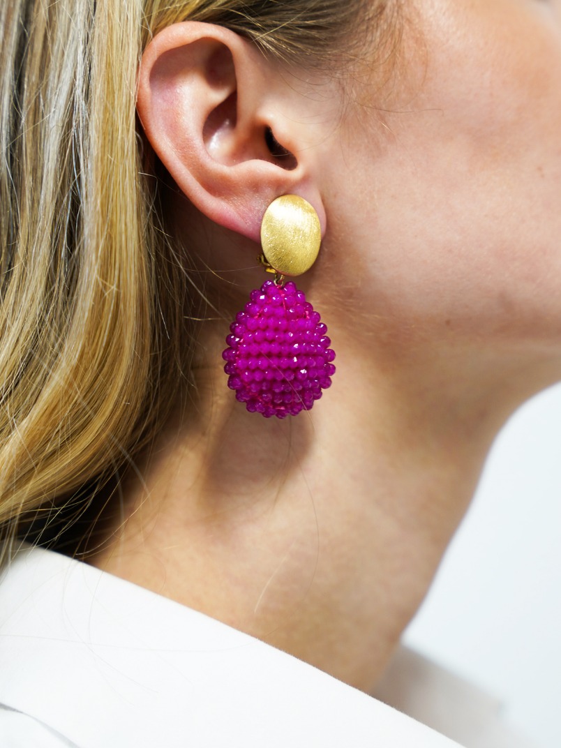 Fuchsia Oorbellen Loulou Closed Drop M Clip