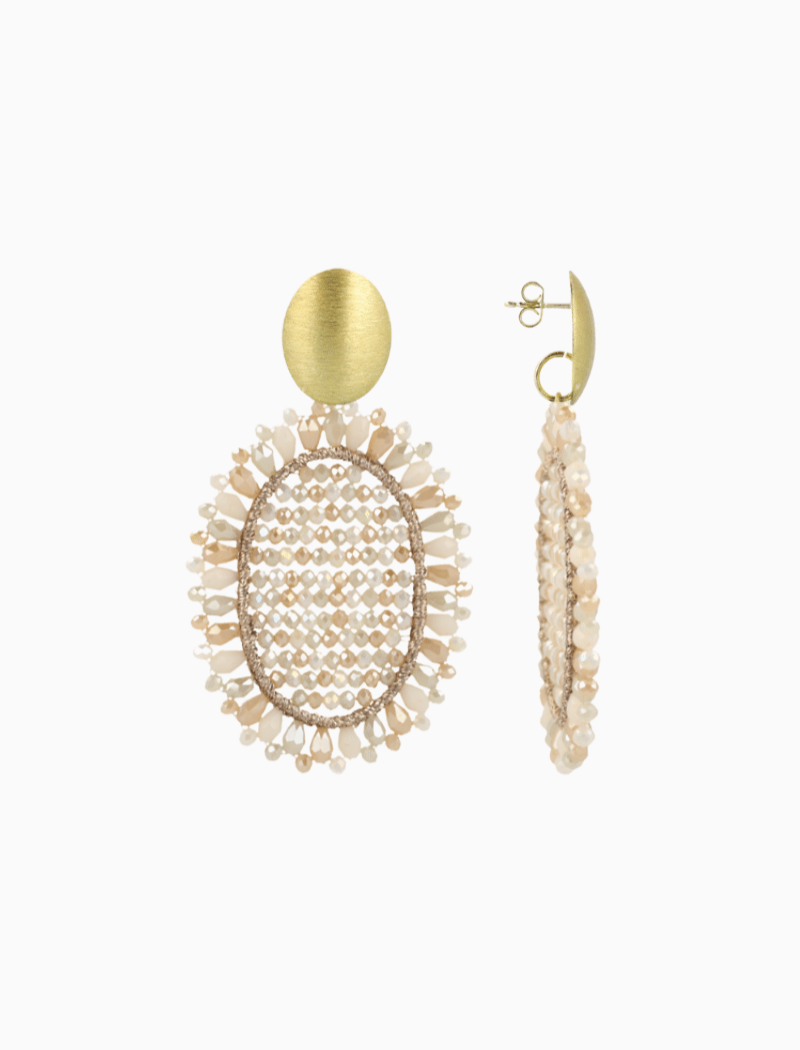 Gemischte beigefarbene Ohrringe Do Oval 