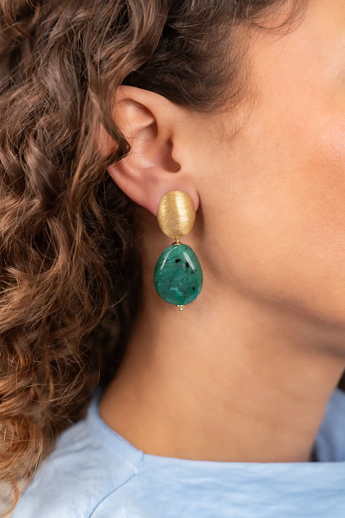 Groene Oorbellen Amber Squeezed Drop 