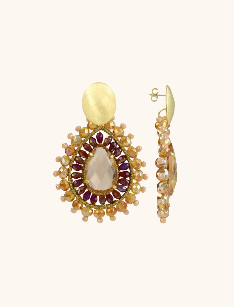 Orange Crush Lila Ohrringe Berber Double Quartz Kristall Drop L