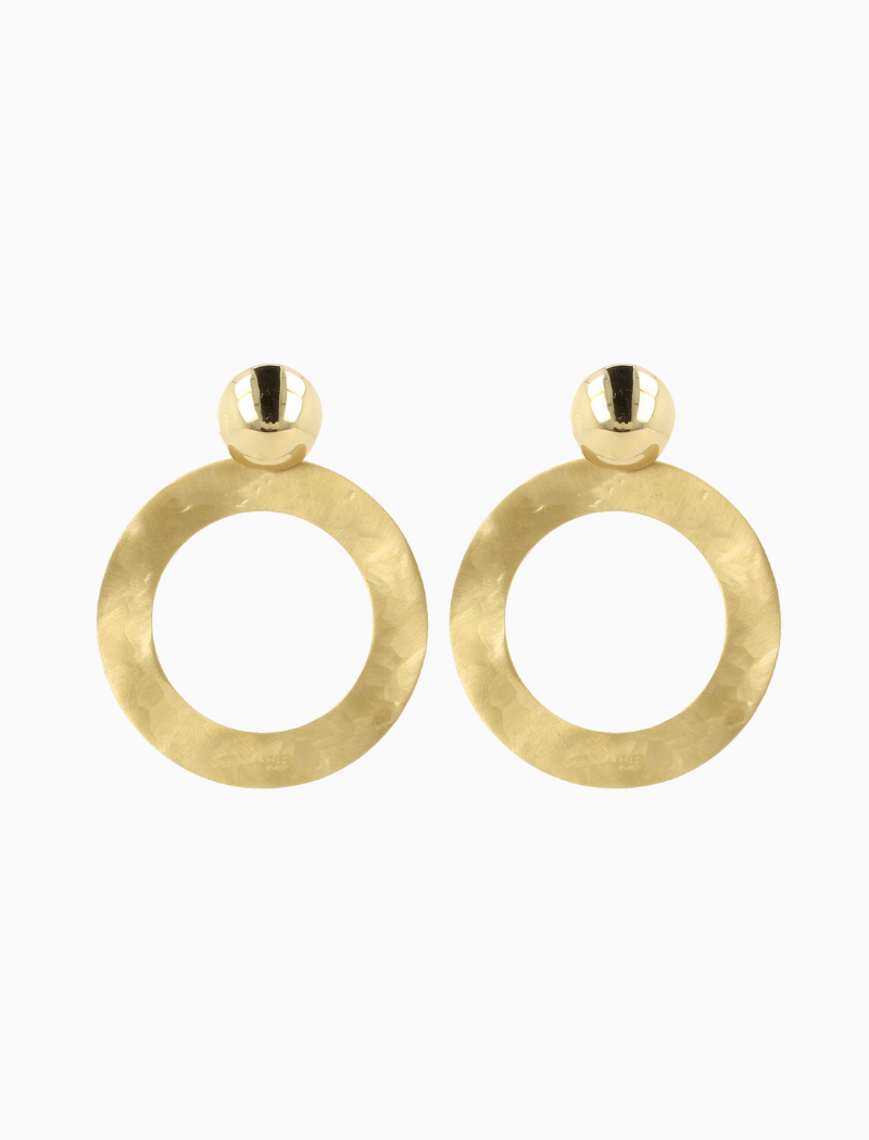 open round hammered earrings