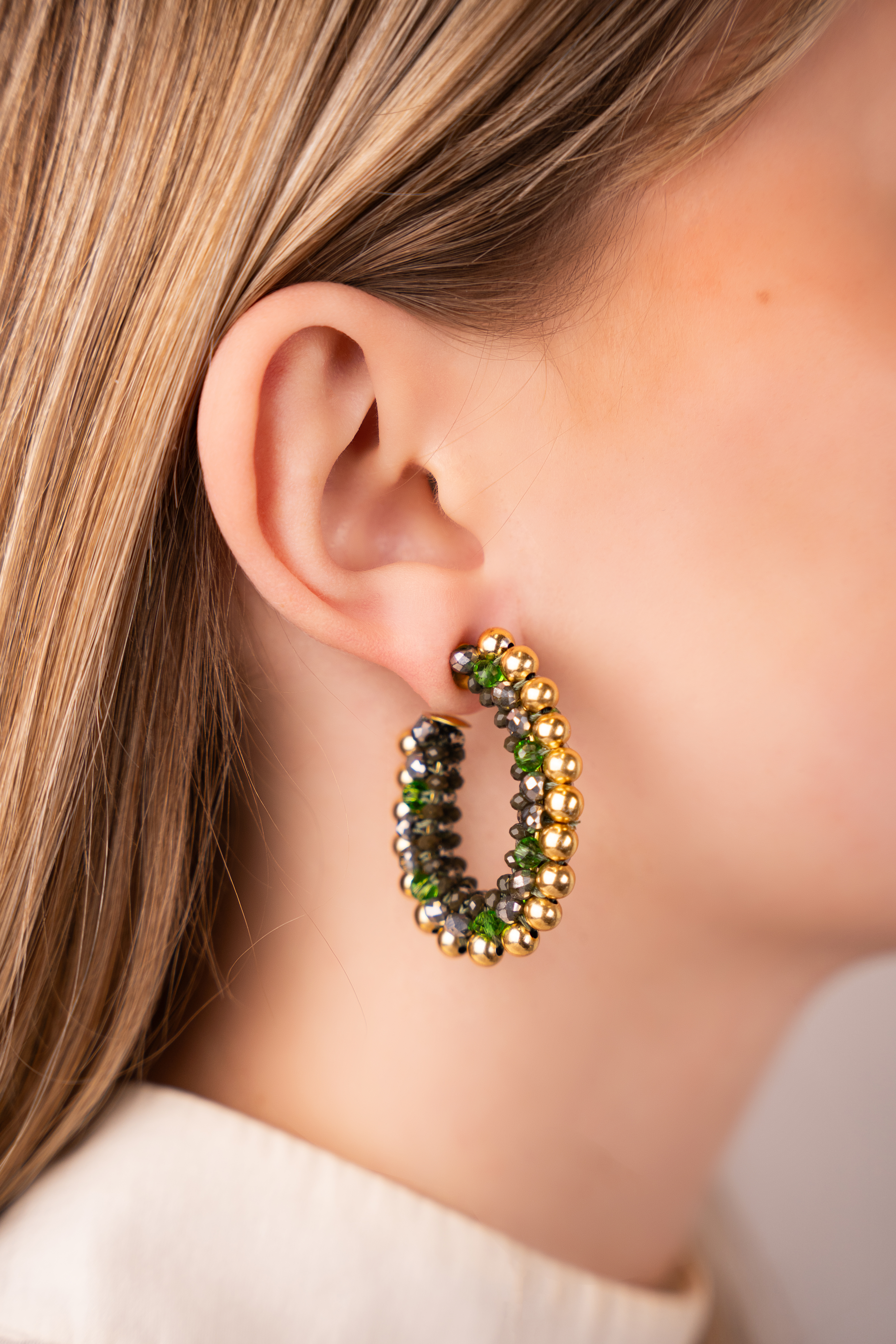 Groene Oorbellen Loe Creool Deluxe M