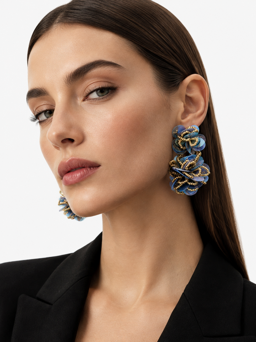 Blauwe Oorbellen Double Knotted Sequins Earring M Millie