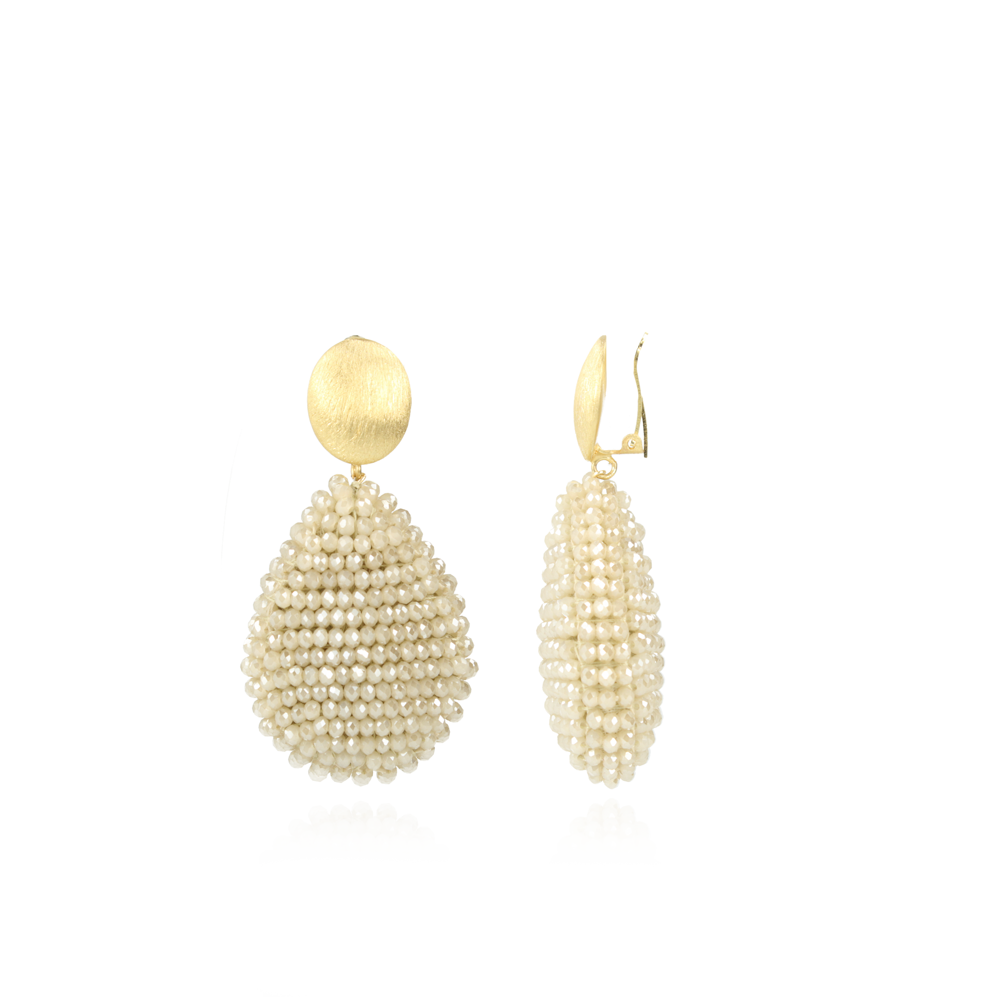 Beige Earrings Loulou Closed Drop L Clip