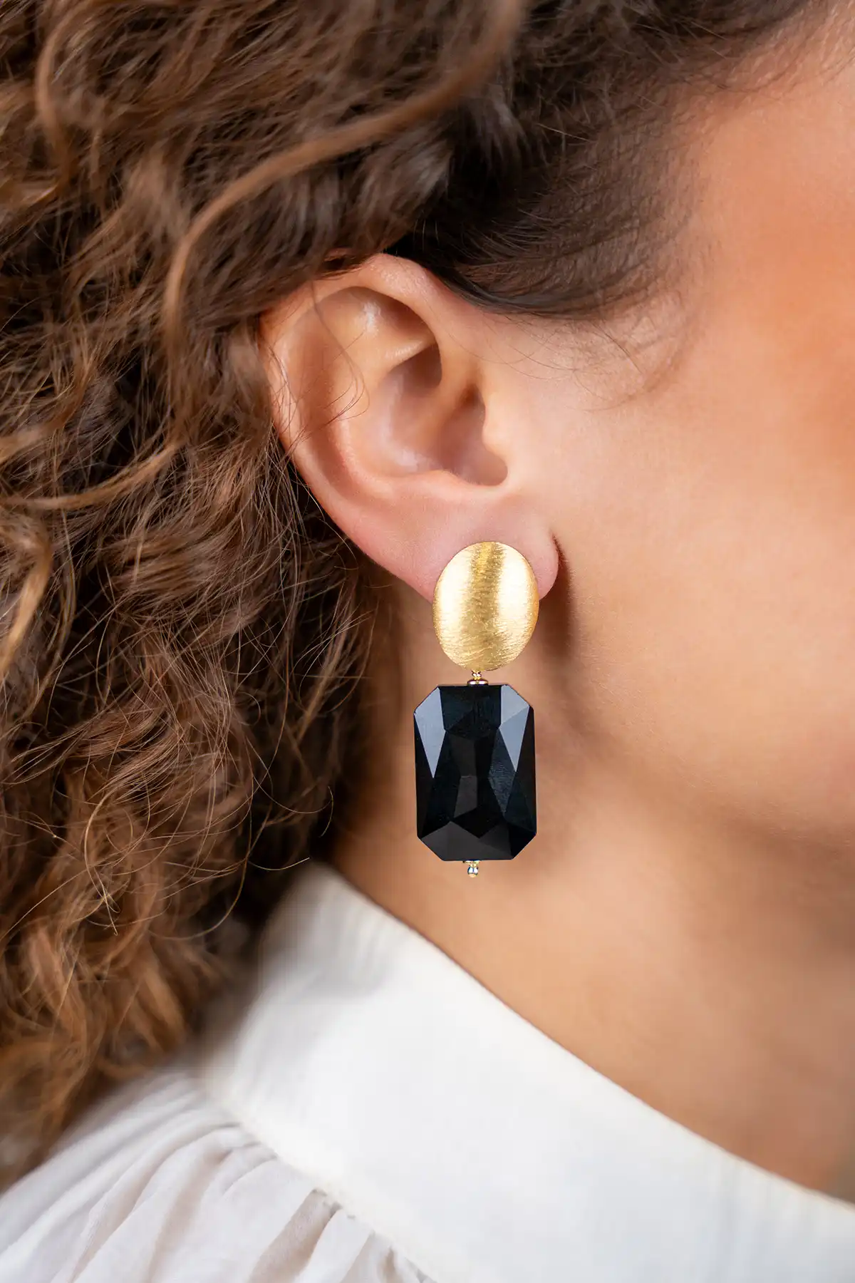 Zwarte Oorbellen Rectangle M