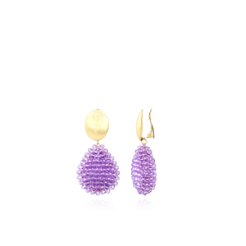 Light Purple Earrings Loulou Closed Drop S Clip