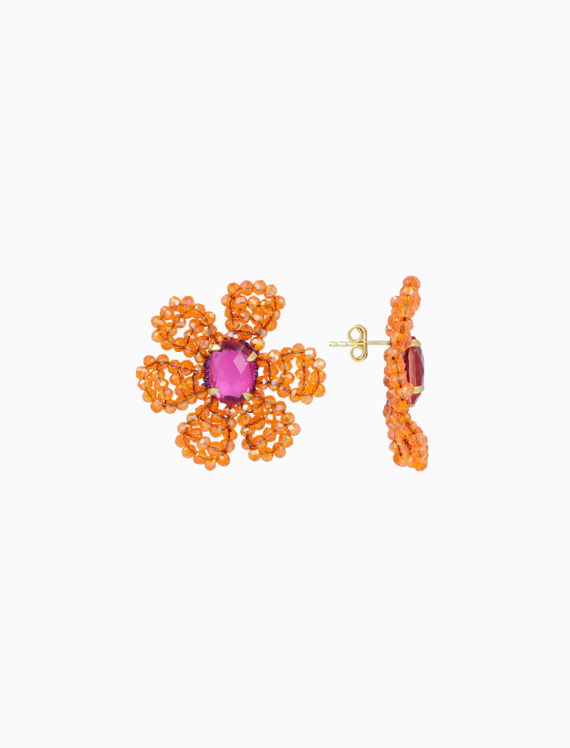 Orange Earrings Madelief Blooming Flower M