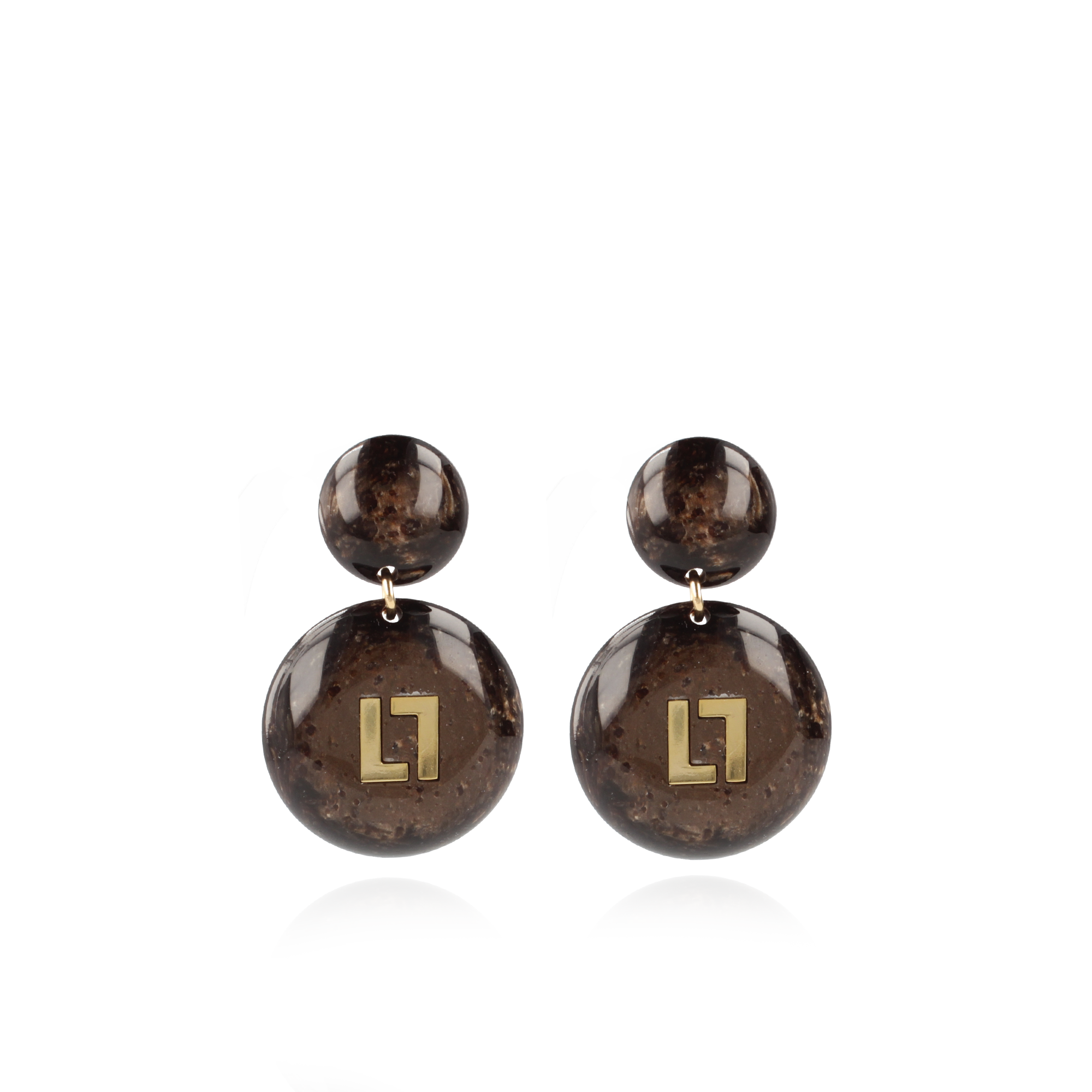 Marble Bruine Oorbellen Larissa Logo Small