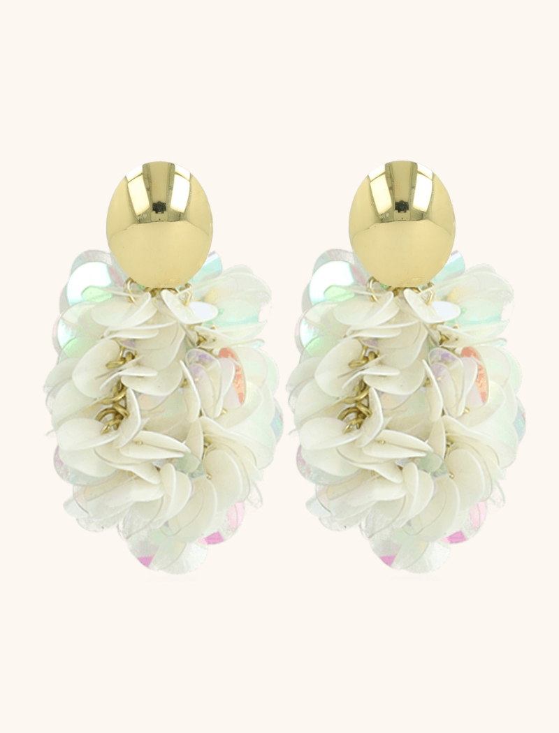 Sequin earrings Holo pearl Sas Oval M