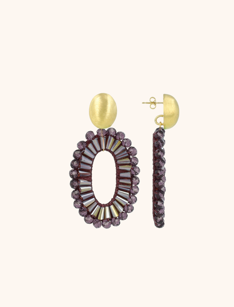 Metallic Aubergine Earrings Ann-Mary Oval