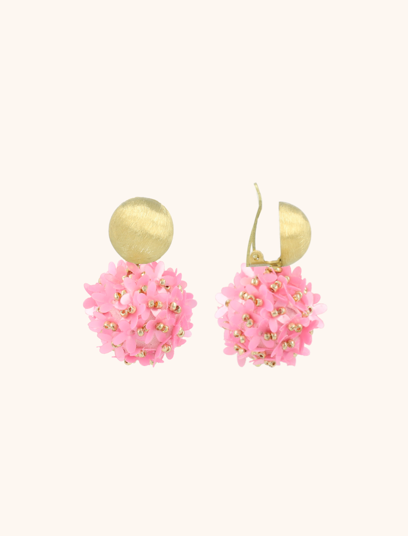 Pink Earrings Daisy Globe M Flower Clip