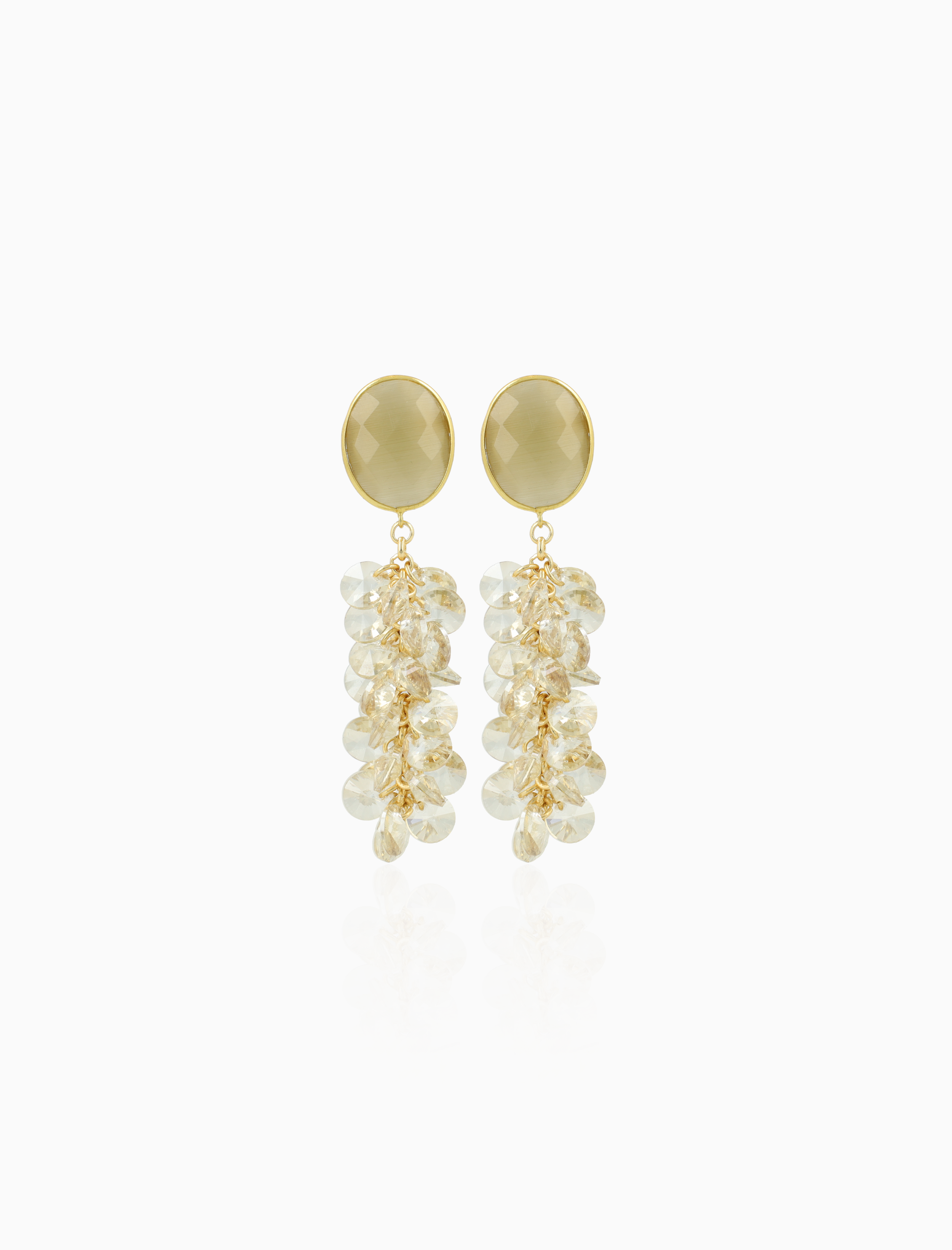 Warm Beige Earrings Lonneke Cluster Sequins