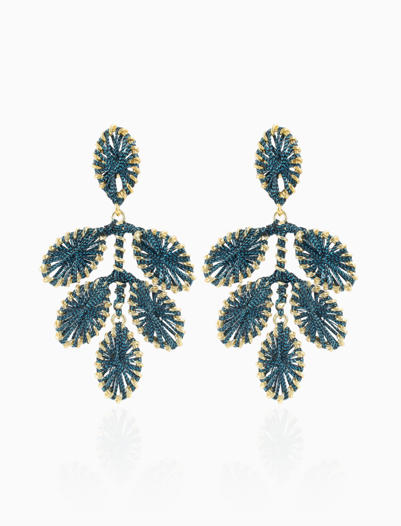 Blauwe Oorbellen Flower Leafs M Beatrice