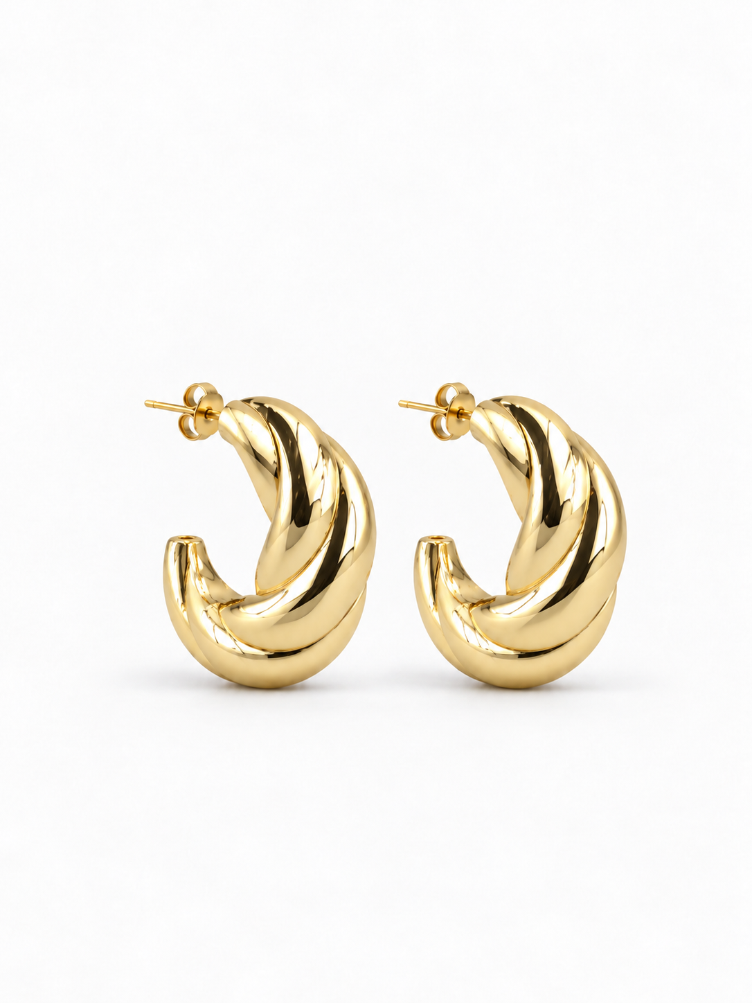 Brass - Gold Earring Twist Creole Small