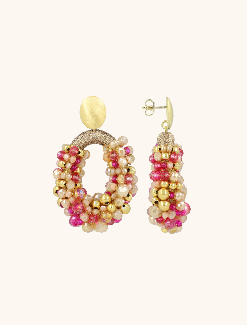 Fuchsia Tangerine Earrings Opheilia Combi Oval M