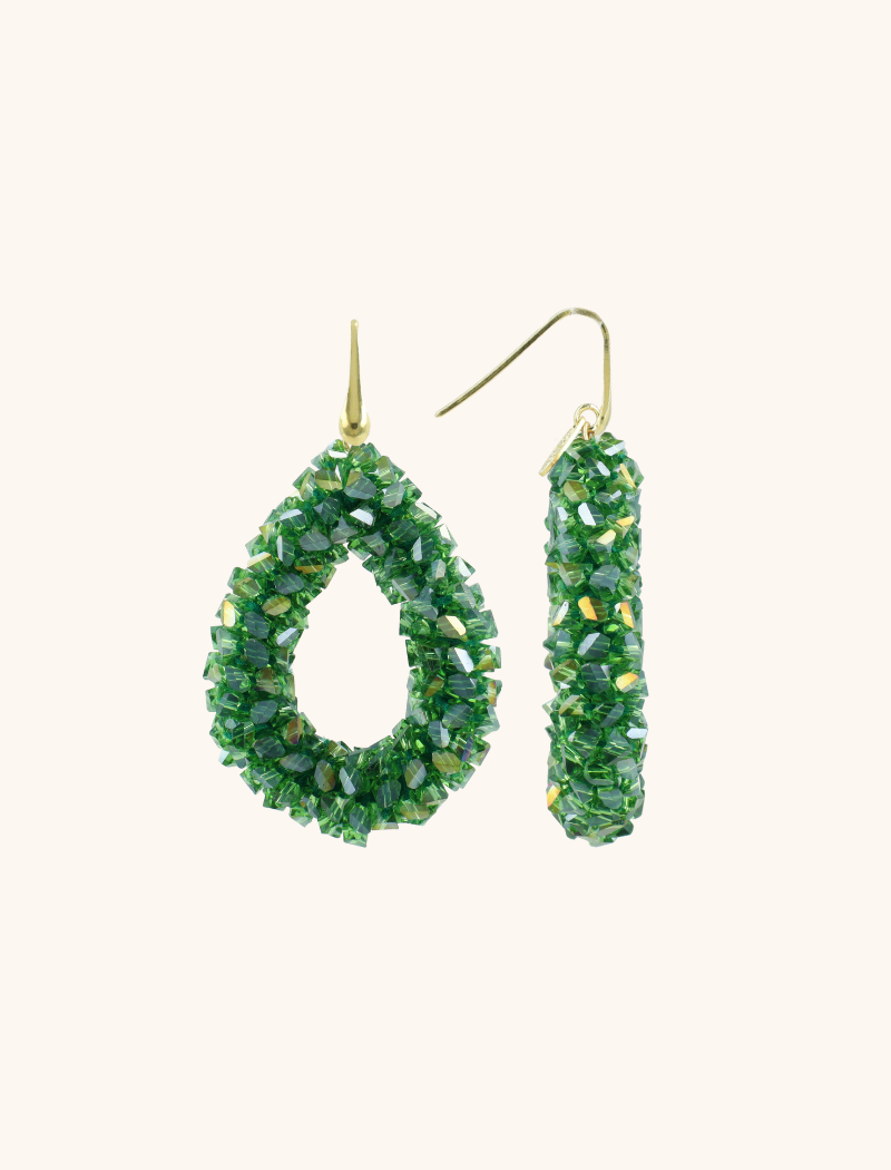 Green Earrings Marieke Drop L Raw