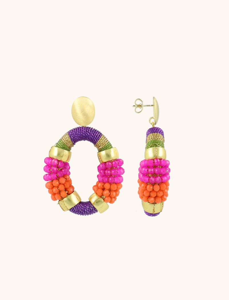 Purple Fuchsia Earrings Caroline Oval M Premium