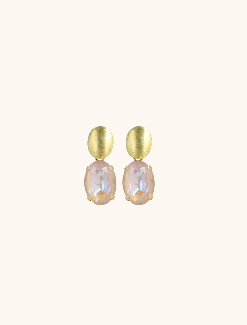 Daan Oorbellen Ovaal Strass Pendant S Peach Powder