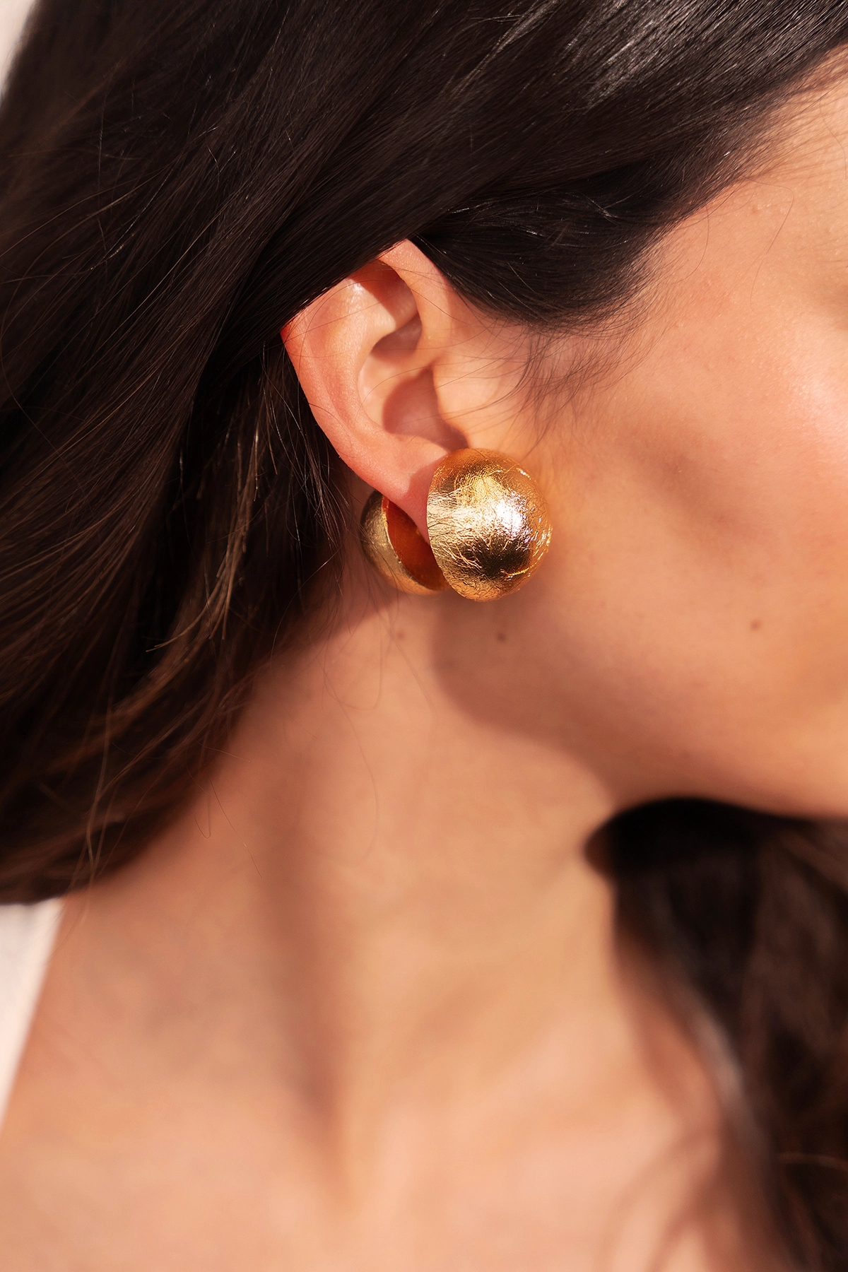 Goudkleurige Oorbellen Emilia Round Double Stud