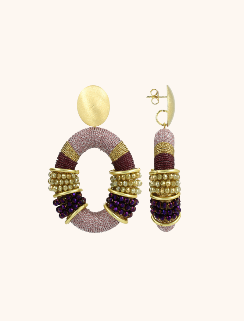 Dunkellavendel-Ohrringe Elle Oval Deluxe L