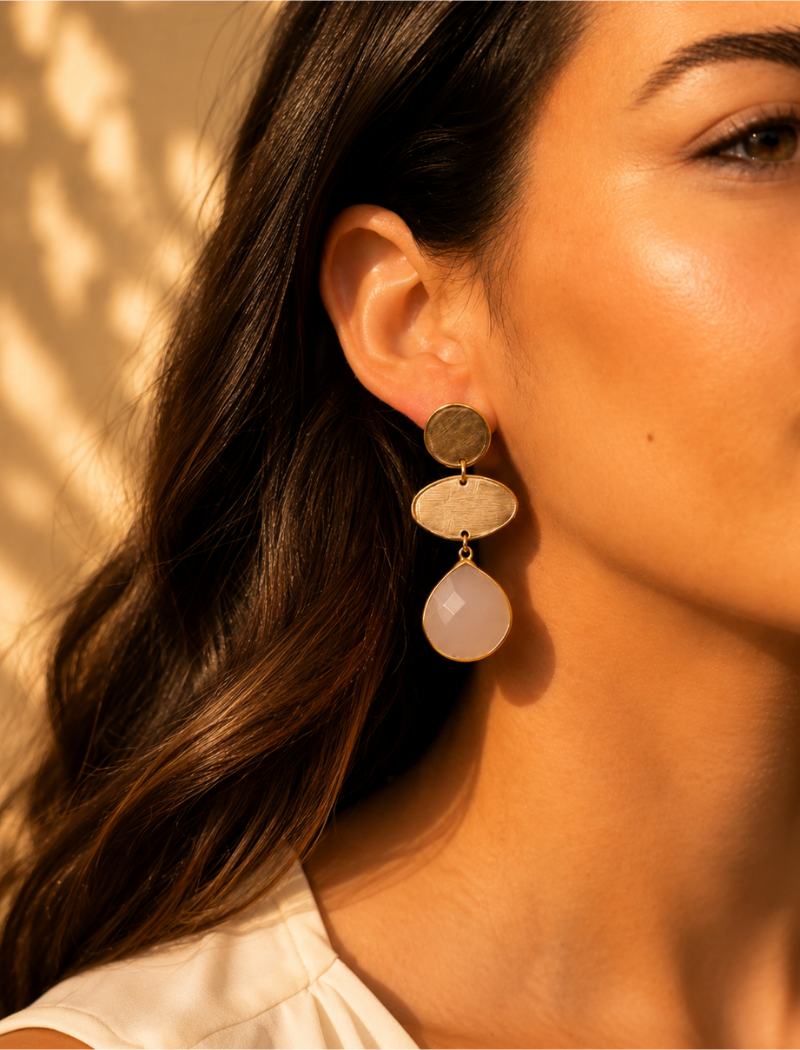 Amber Gold Earrings Camila Triple Element Drop