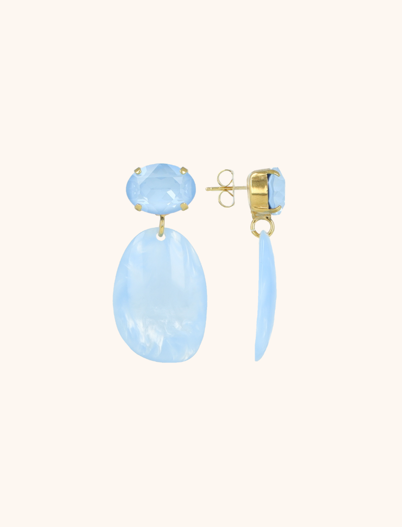 Blauwe Oorbellen Aurora Asymmetric Oval S