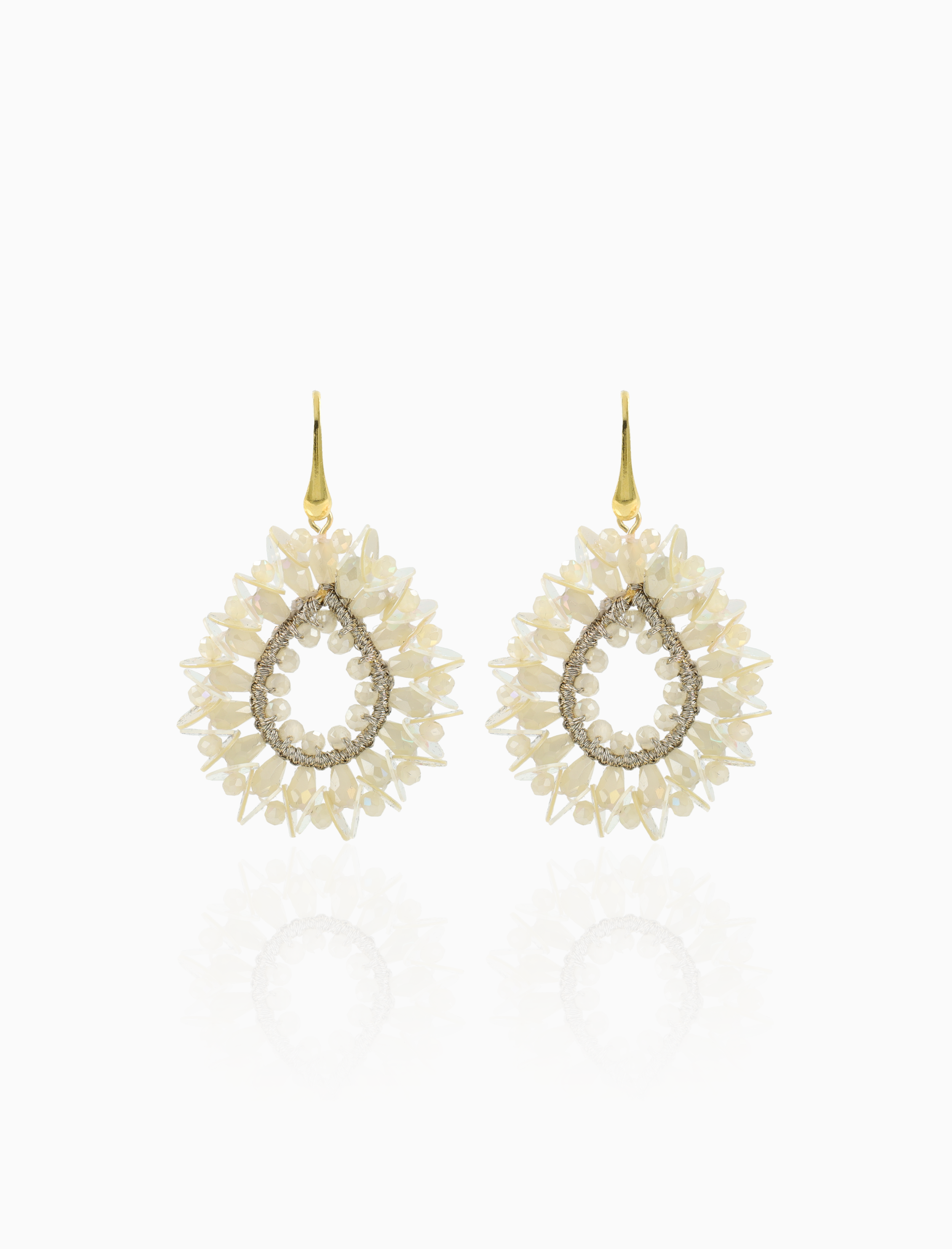 Warm Beige Earrings Drop Crystall S w/ Sequins Robin